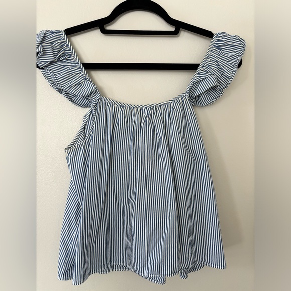 Zara shirt with white and blue stripes and embroidery - Picture 2 of 3